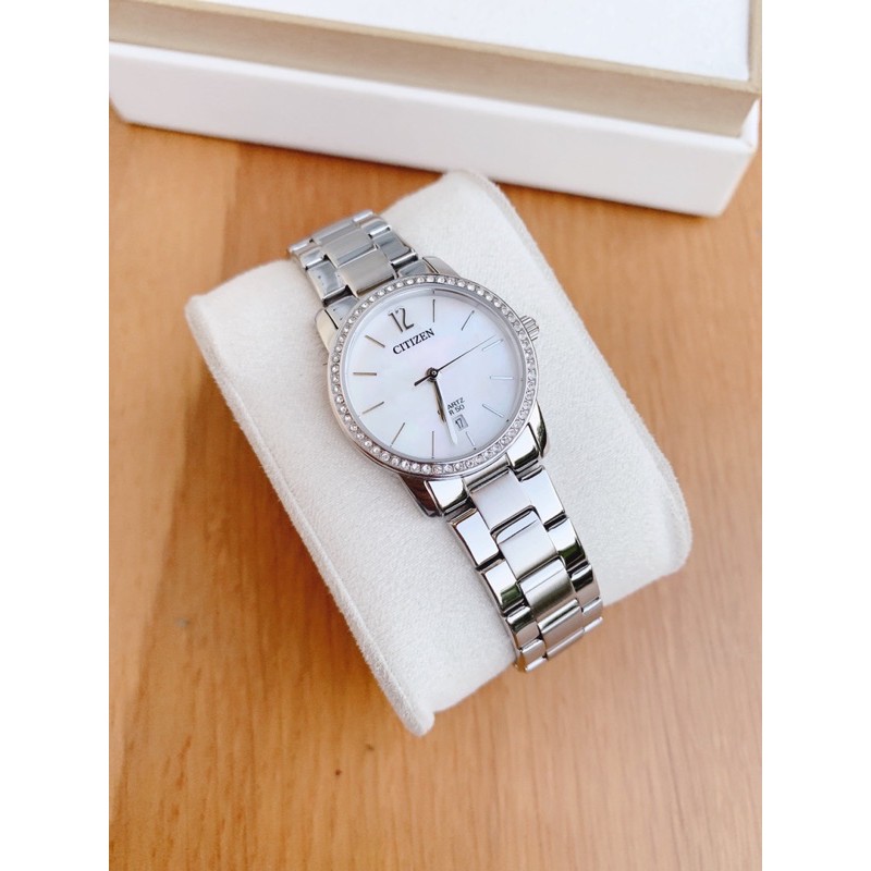 Đồng hồ nữ Citizen EU6030-81D size 28mm, lịch ngày 6h, đính đá swarovski, thép ko gỉ
