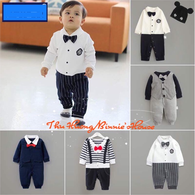 Body công tử cotton thu đông mềm mịn, set body cho bé trai