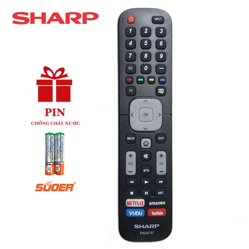 Remote điều khiển Sharp tv smart - tặng pin chống chảy nước