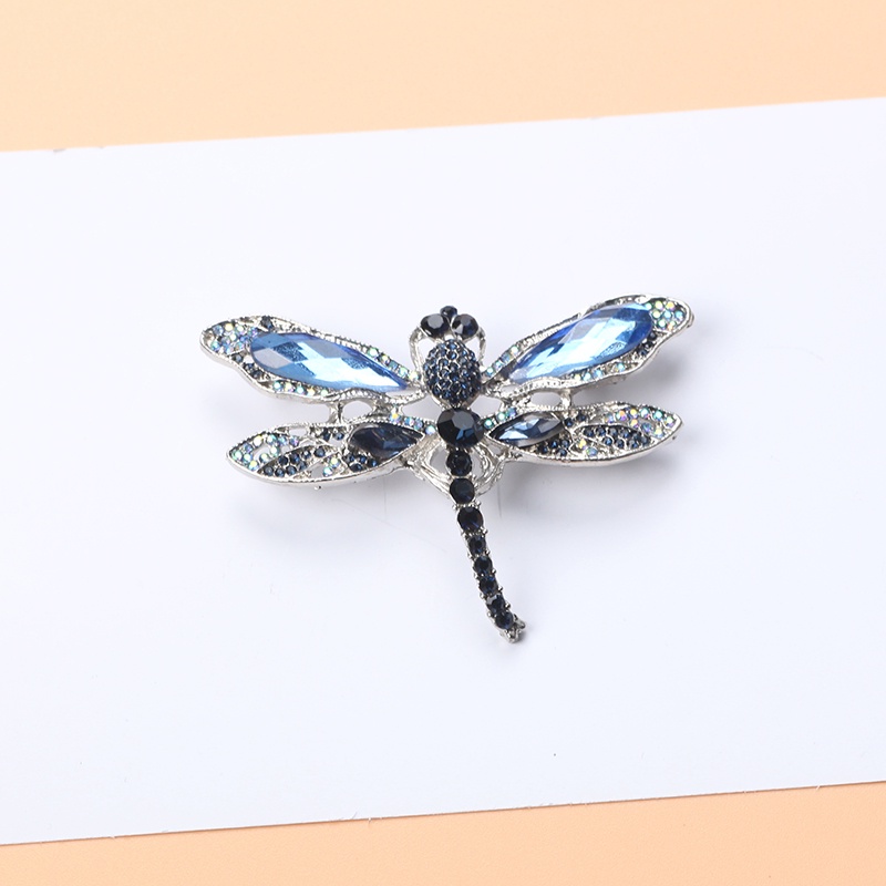 Trâm Cài Áo Hình Chuồn Chuồn Đính Đá Pha Lê Xanh Lam Nhiều Màu Thời Trang Cao Cấp