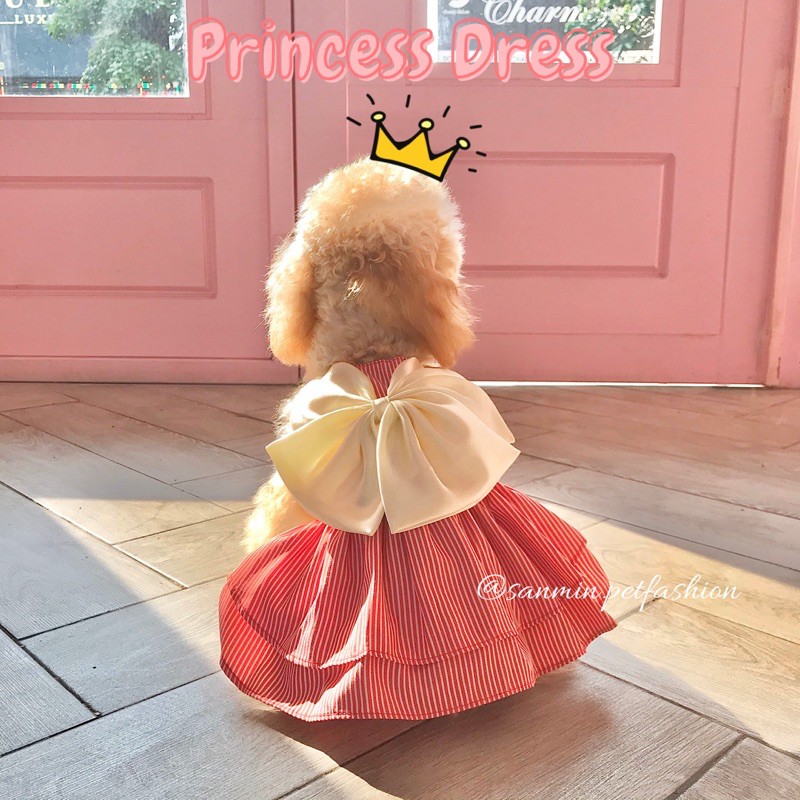 Đầm công chúa cho thú cưng phối nơ lụa dễ thương SanminPet