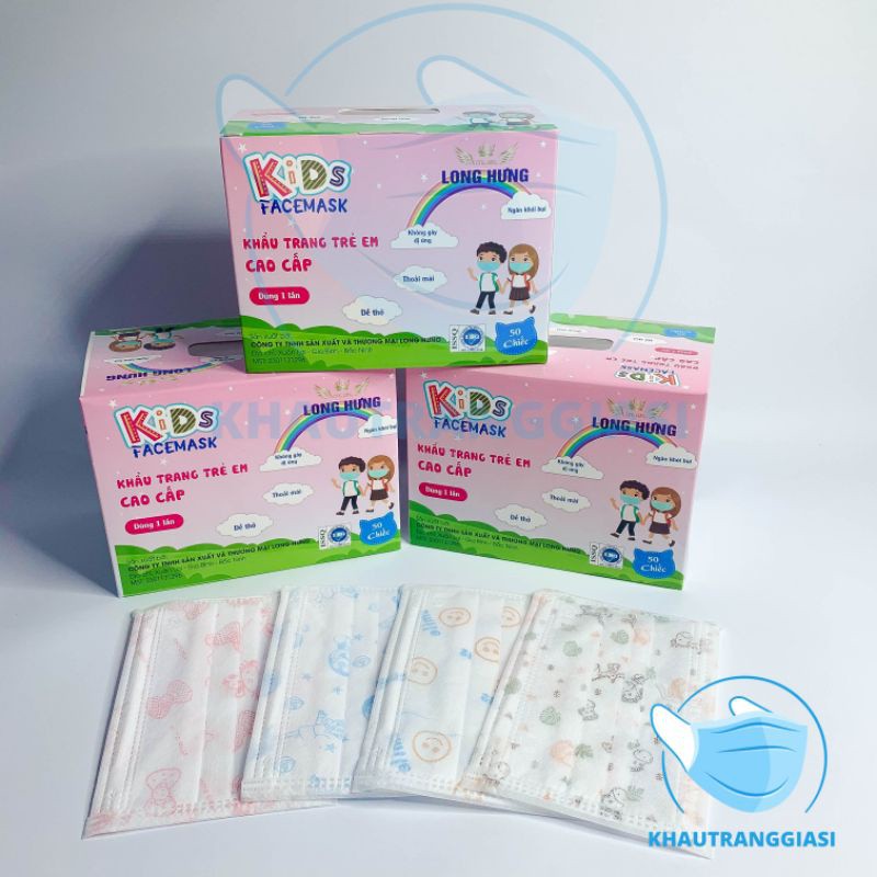 Khẩu trang trẻ em hoạ tiết đáng yêu hộp 50c tienich247