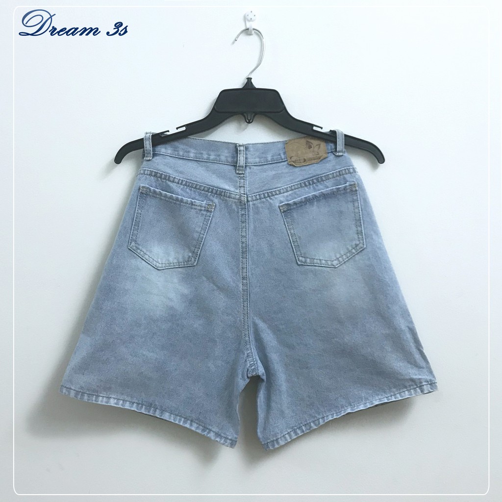 Quần đùi nữ Dream3s, quần short chất jeans cap cao ống rộng phong cách ulzzang Dr68