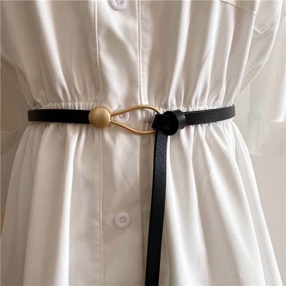 Thắt Lưng Bản Nhỏ Màu Trơn Thắt Nút Phong Cách Vintage