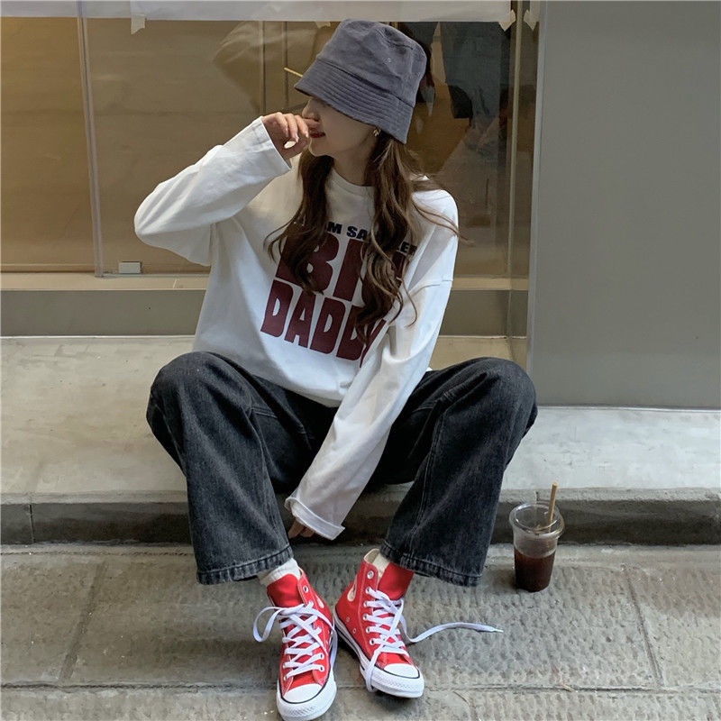 Áo thun COZOKC tay dài dáng rộng phong cách thời trang hàn quốc