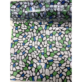 Decal 1m x 45cm dán kính mờ trang trí cửa kính chống nhiệt - gạch vụn nhỏ đen xanh