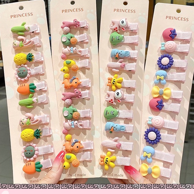 Vỉ 10 kẹp hoạt hình cho bé gái kiểu kẹp mỏ vịt 4014