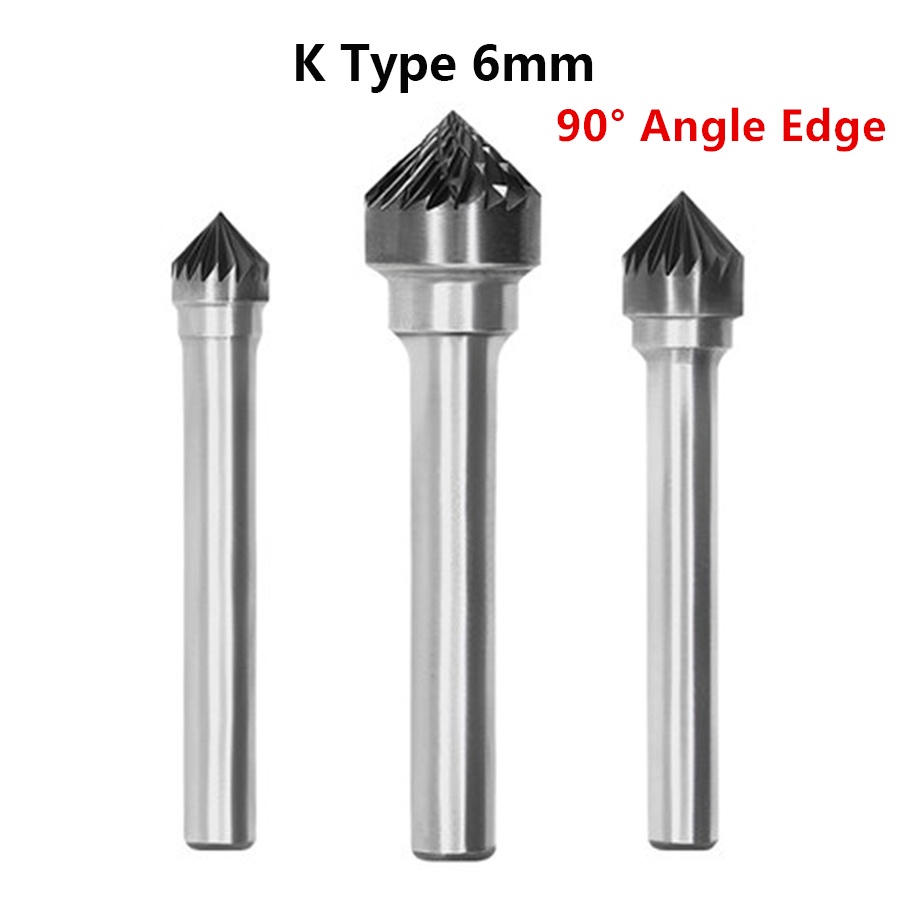 90° Đầu Mài Dạng Xoay Bằng Thép Tungsten Loại K 6mm