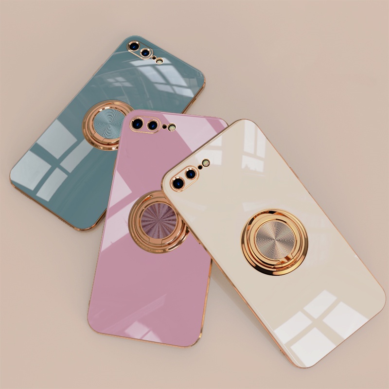 Ốp Điện Thoại TPU Mềm Mạ Kim Loại Có Vòng Đỡ 360 Độ Cho iPhone 8 Plus 7 Plus X XS MAX XR