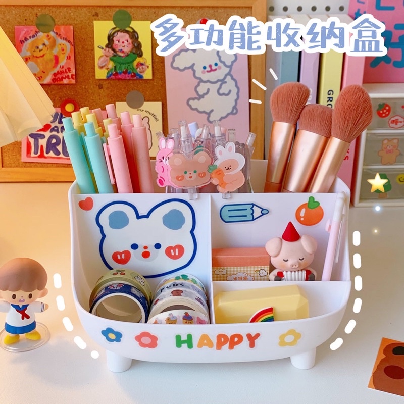 Hộp/ kệ tầng đựng bút, decor, phụ kiện học tập, sticker, washi tape, cọ đồ trang điểm make up nhiều ngăn xinh xắn