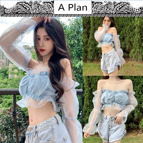 Áo Kiểu Tay Phồng Trễ Vai Phong Cách Pháp