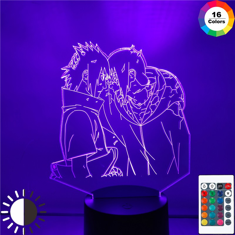 Anime Naruto Đèn LED ban đêm Uchiha Sasuke Itachi Hình hành động 3D Đèn ảo ảnh Đèn trang trí bàn nhà Đèn trẻ em Quà tặng trẻ em