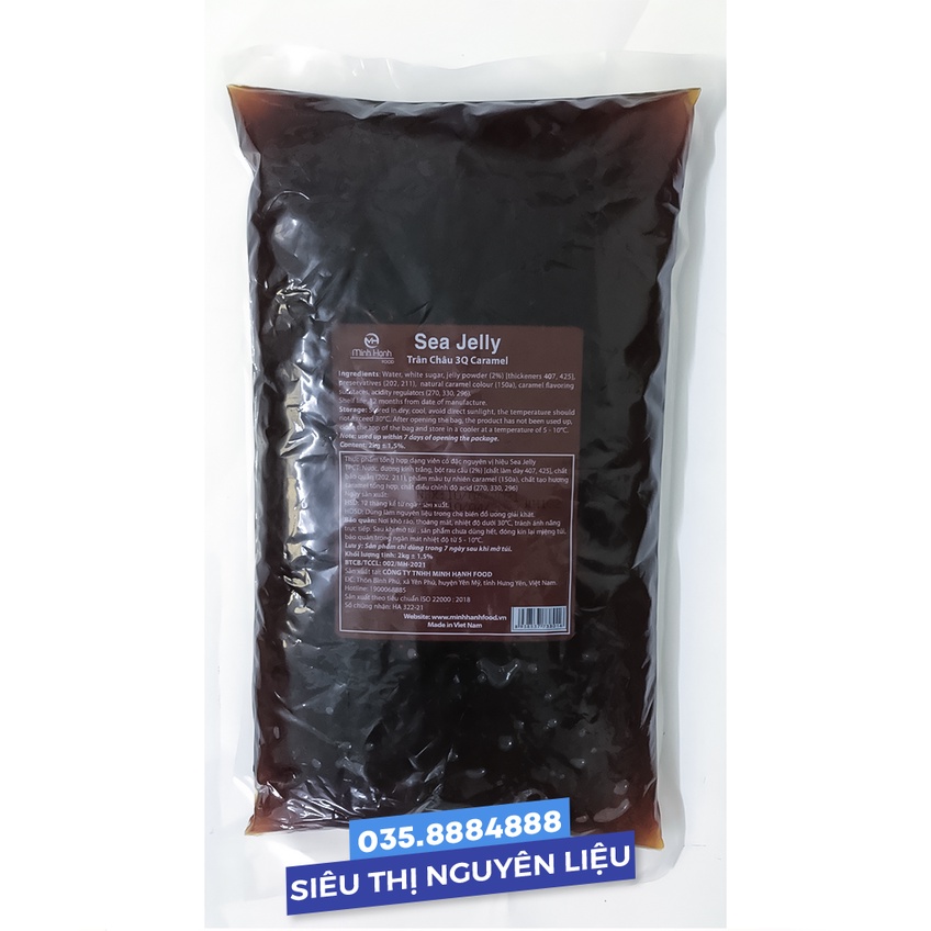 Trân châu 3Q Đen Caramel Sea Jelly (Minh Hạnh) Topping dùng sẵn túi 2kg