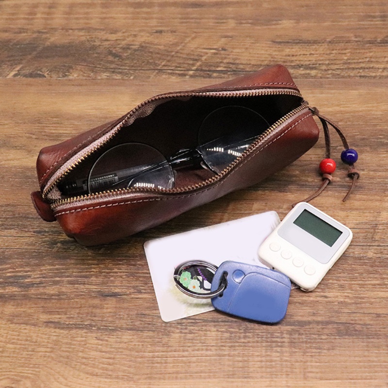Túi Đựng Bút / Mắt Kính Bằng Da Bền Bỉ Tiện Dụng Mang Theo Du Lịch / Trường Học