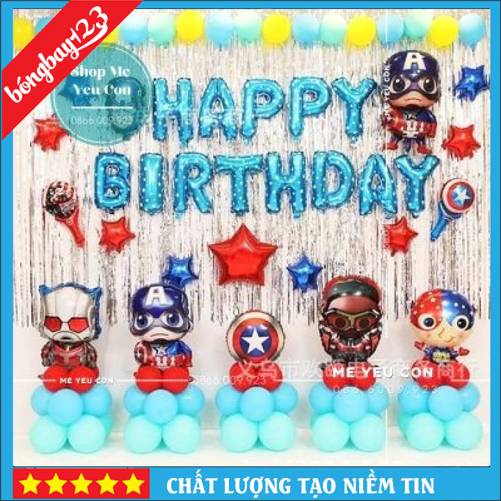 Combo Bóng Sinh Nhật Cho Bé Trai, Trang Trí Sinh Nhật Happy Birthday Siêu Nhân Người Nhện Siêu Rẻ Siêu Đẹp