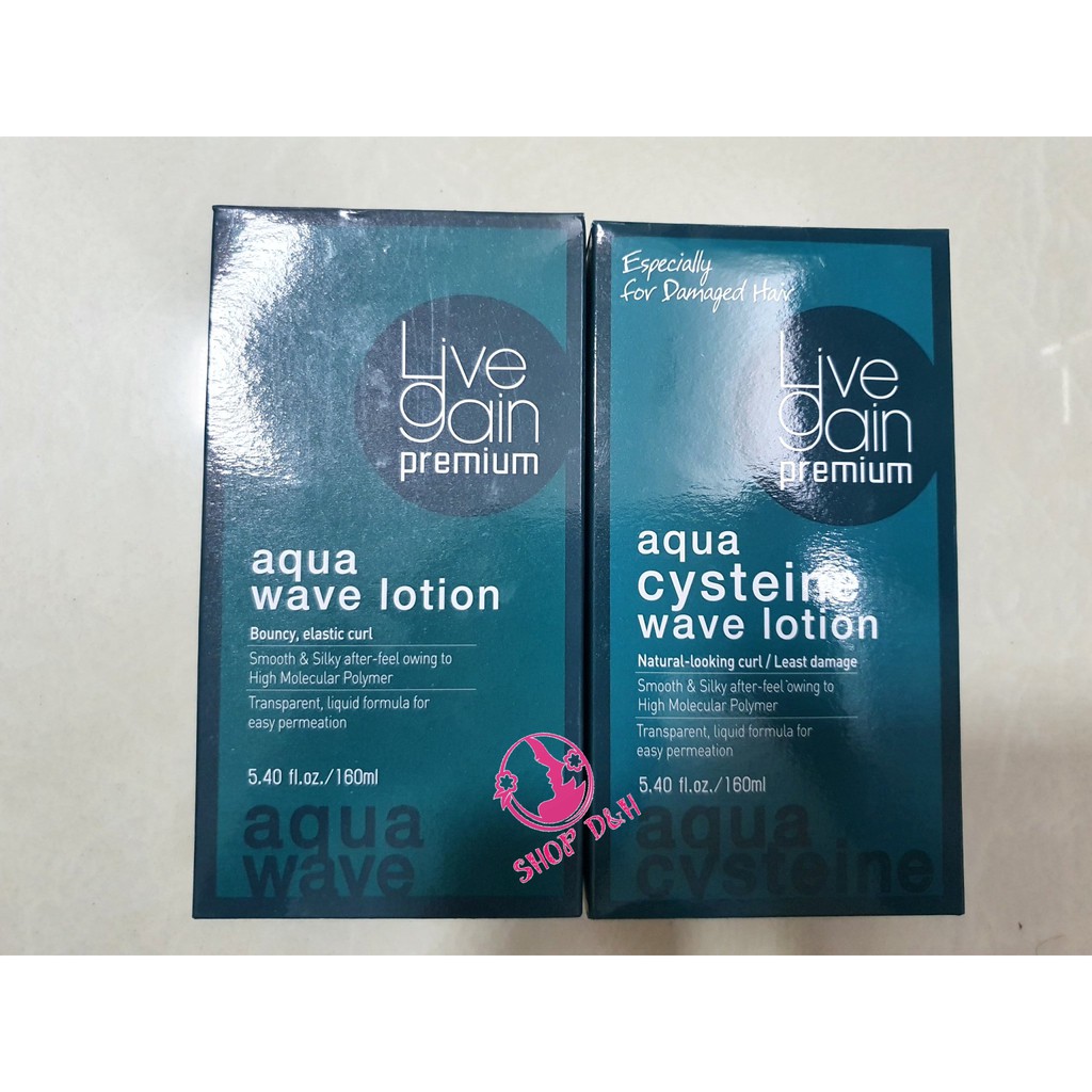 Thuốc uốn tóc Livegain Premium AQUA (Cysteine Wave Lotion + Wave Lotion)