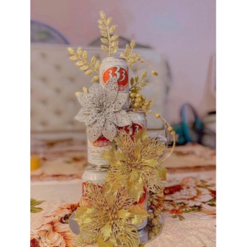 Phụ kiện hoa trang trí noel, tết, trang trí giỏ quà, tráp bánh , oản, nước