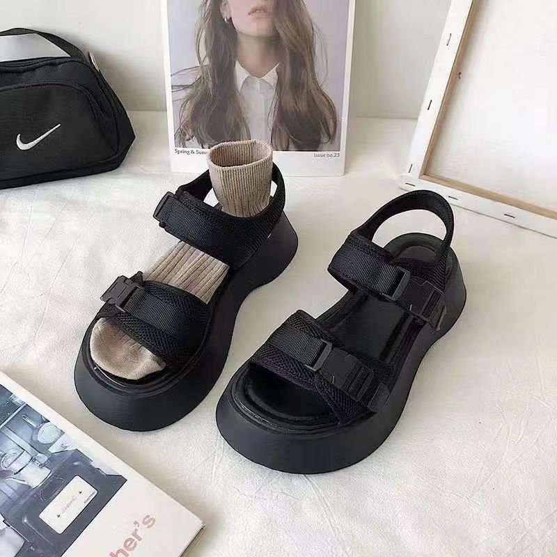 Giày tăng chiều cao Sandal Đế Bằng Thiết Kế Mới Thời Trang Mùa Hè Theo Phong Cách Hàn Quốc