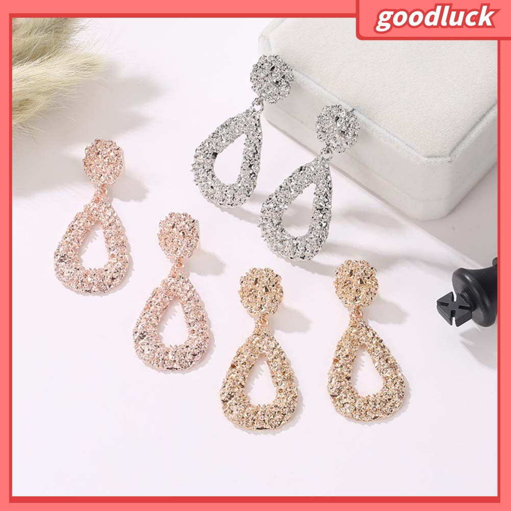 Bohemia Phụ nữ Hình học Emboss Rỗng Giọt nước mắt Dangle Stud Bông tai Trang sức Quà tặng