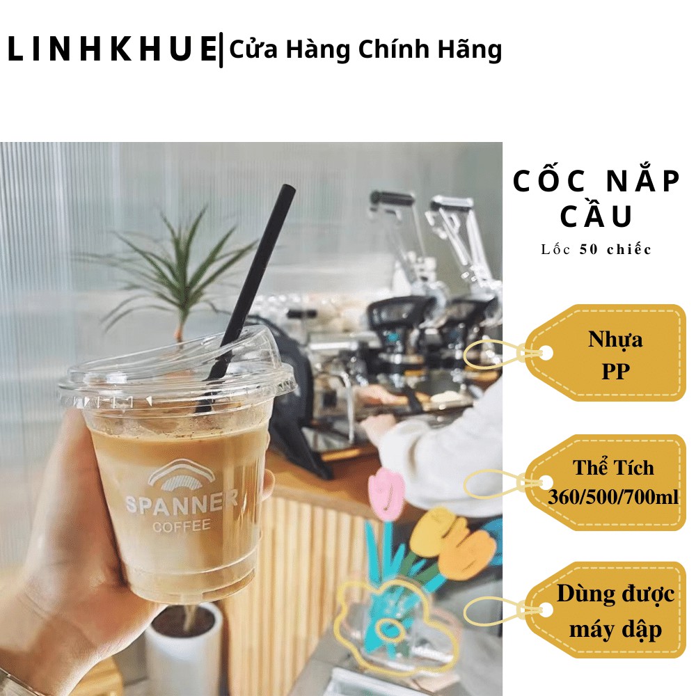 Cốc Nắp Cầu - Lốc 50 chiếc - 360/500/700ml -  Nhựa PP - Dùng Được Máy Dập - SP101 - Cốc Trà Sữa
