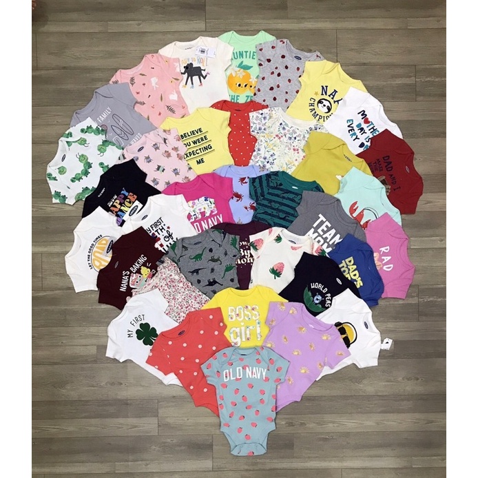 (CHỌN MẪU SIZE 3M) BODYSUIT OLDNAVY, BODYCHIP CỘC TAY XUẤT DƯ CHO BÉ TRAI, GÁI, SƠ SINH