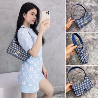 Túi đeo vai, túi kẹp nách m.l.b monogram jacquard hobo bag - blue hàng xuất dư full tem tag