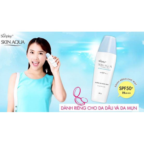 Kem chống nắng dưỡng da, ngừa mụn - Sunplay Skin Aqua Acne Clear Milk 25g