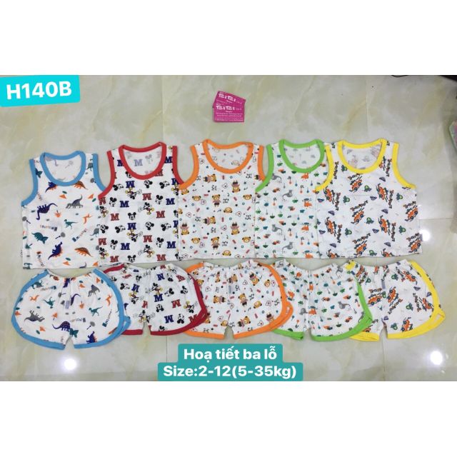 Com bo 5 bộ cotton  hè 3 lỗ bông