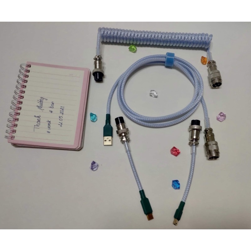 Dây cáp customs bàn phím cơ - 2 đầu kết nối - lò xo rời.