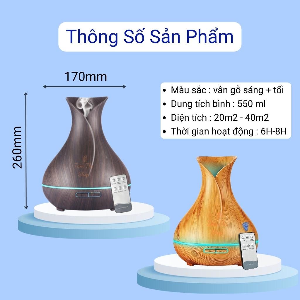 Máy Xông Tinh Dầu Tulip 550ml Cao Cấp Cỡ Lớn Máy Giúp Khuếch Tán Tinh Dầu Phun Sương Tỏa Hương Thơm Mát Xua Đuổi Muỗi