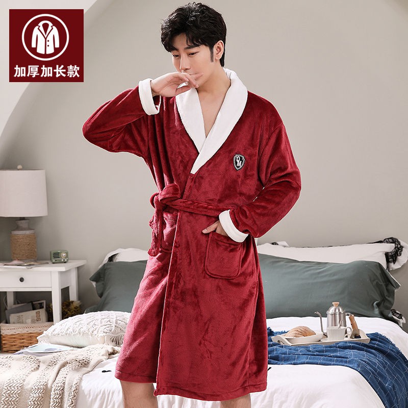 Áo Choàng Tắm Vải Flannel Cỡ Lớn Thời Trang Mùa Đông Cho Nam Và Nữ