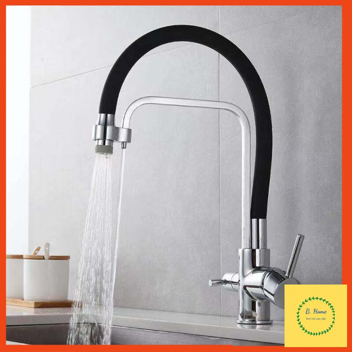 Vòi rửa bát 3 đường nước cần cao su non KOBESI RO 3000- Chính hãng BH 3 năm