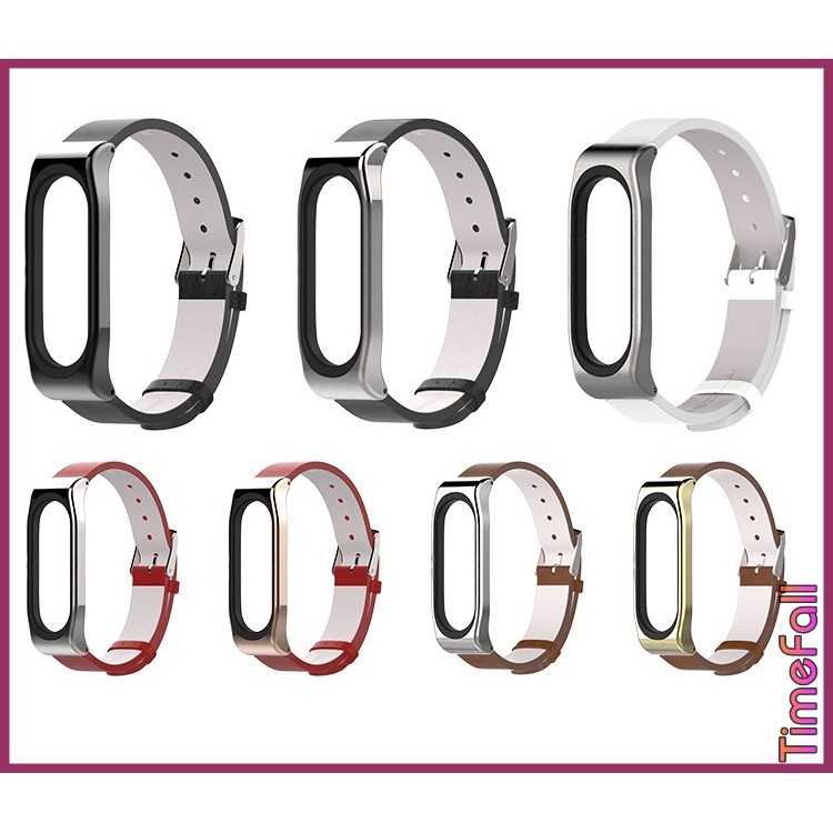 Dây đeo da PU CLASSIC mi band 6, Miband 5 chính hãng MIJOBS, dây đeo thay thế mi band 5, miband 6 da PU mặt kim loại