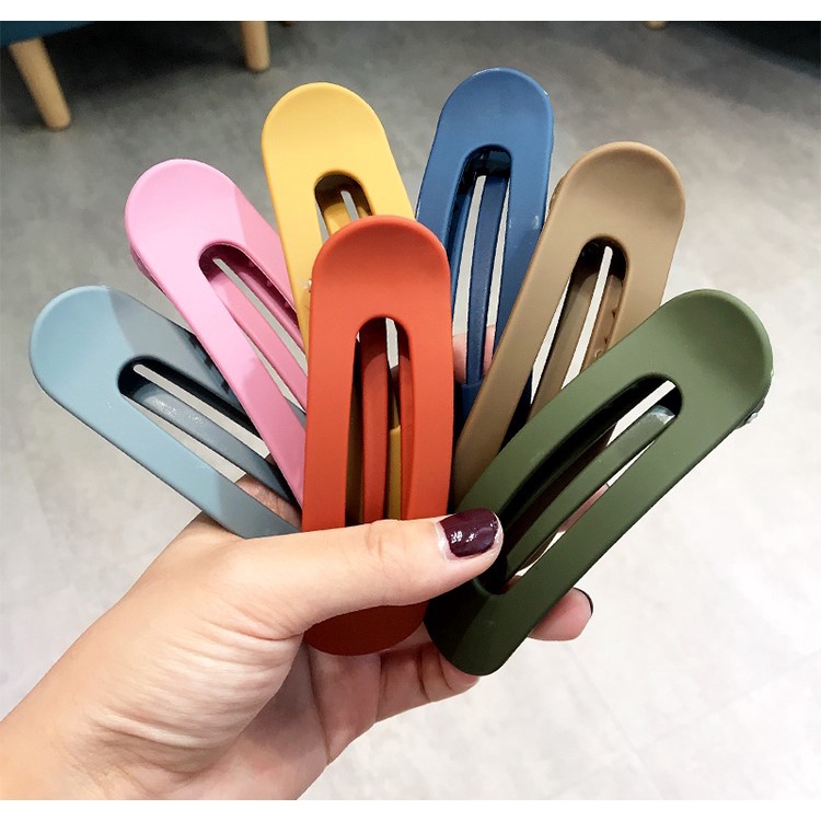 Kẹp tóc bấm chữ nhật tròn nhiều màu đơn giản dài 11cm K139