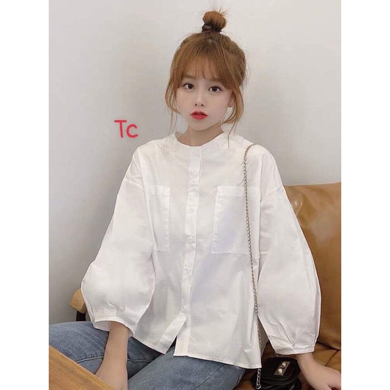 [Mã FAMARAL2 giảm 10K đơn 50K] Áo sơ mi cổ tàu tay bồng TC42