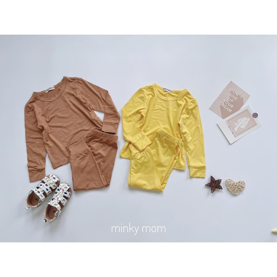 [SALE] Bộ Quần Áo Bé Gái, Bé Trai Minky Mom Vải Thun Lạnh Basic Mềm Mịn, Bộ Dài Tay Cho Bé Mặc Nhà Thu Đông MKMTD2101