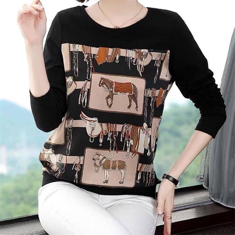 Áo kiểu tay dài plus size cho phụ nữ trung niên