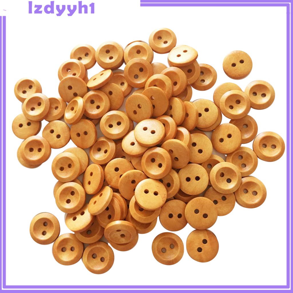 Set 100 Nút Gỗ Tròn 2 Lỗ Sơn Màu Sắc Tự Nhiên Trang Trí Quần Áo JoyDIY