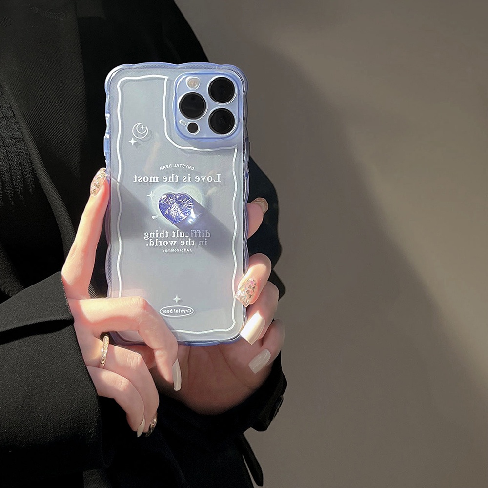 Ốp Điện Thoại TPU Mềm Trong Suốt Chống Sốc Họa Tiết Trái Tim Ba Chiều Cho iPhone 11 12 13 Pro max mini XS max xr 7 8 se2020 plus