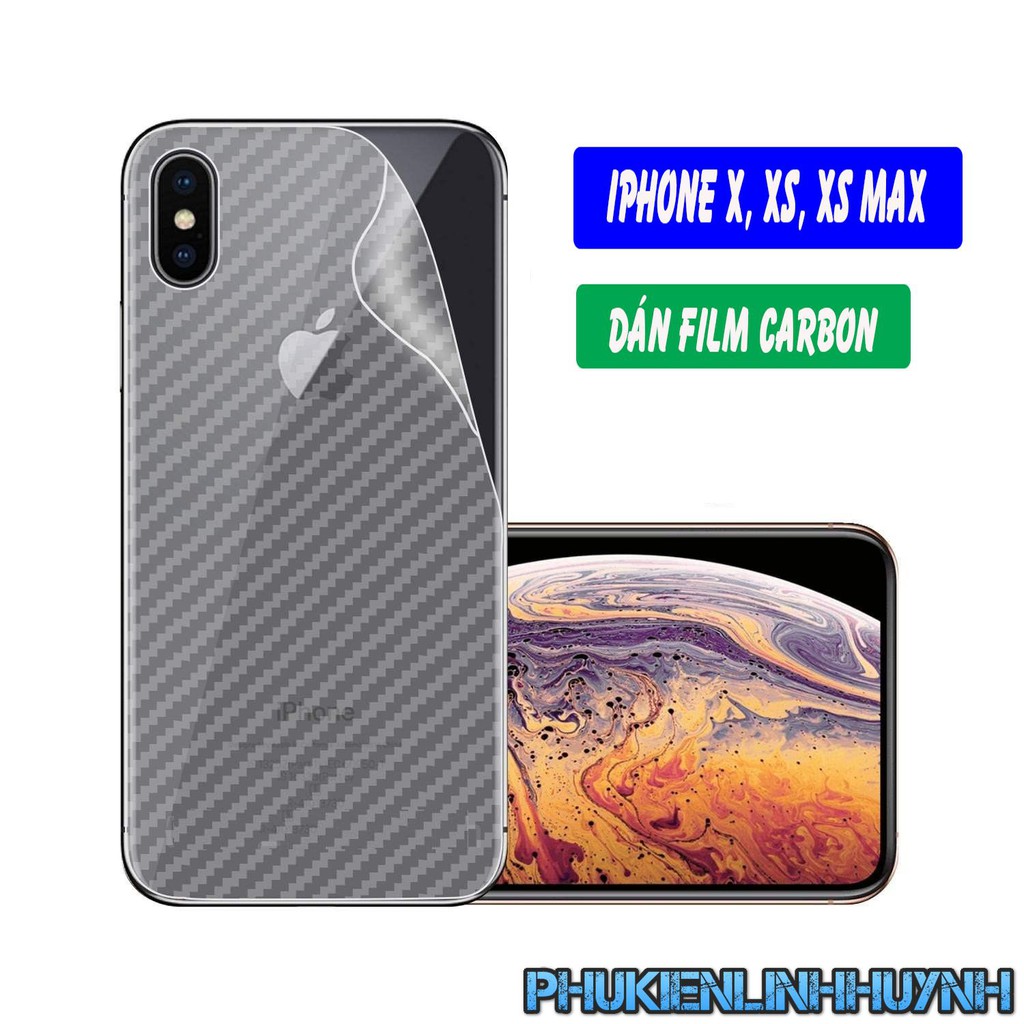 iPhone X, Xs, Xs Max_Dán Film Carbon mặt lưng chống trầy, không bám vân tay