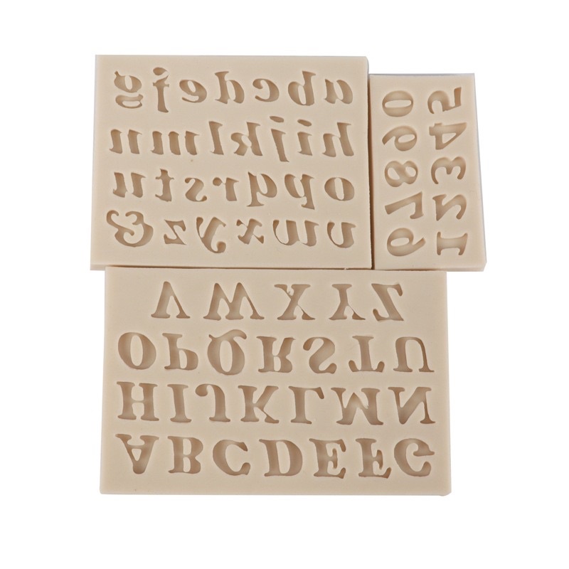 set 3 khuôn silicon chữ và số nhỏ trang trí bánh