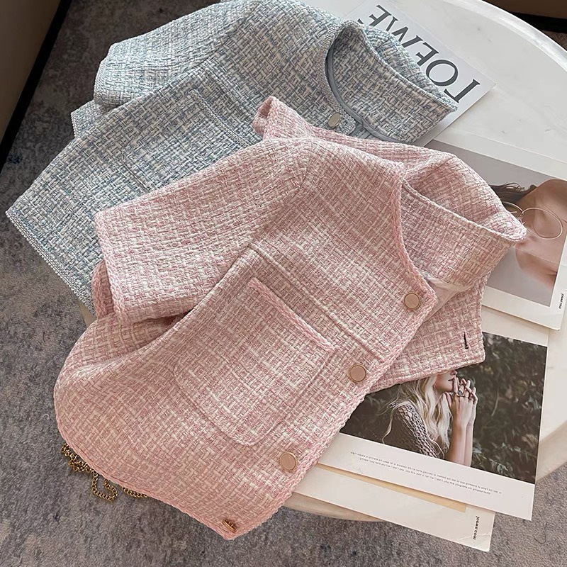 Áo Dạ Tweet Kẻ Viền Cổ Tròn Dáng Tiểu Thư M2054-TTQC168