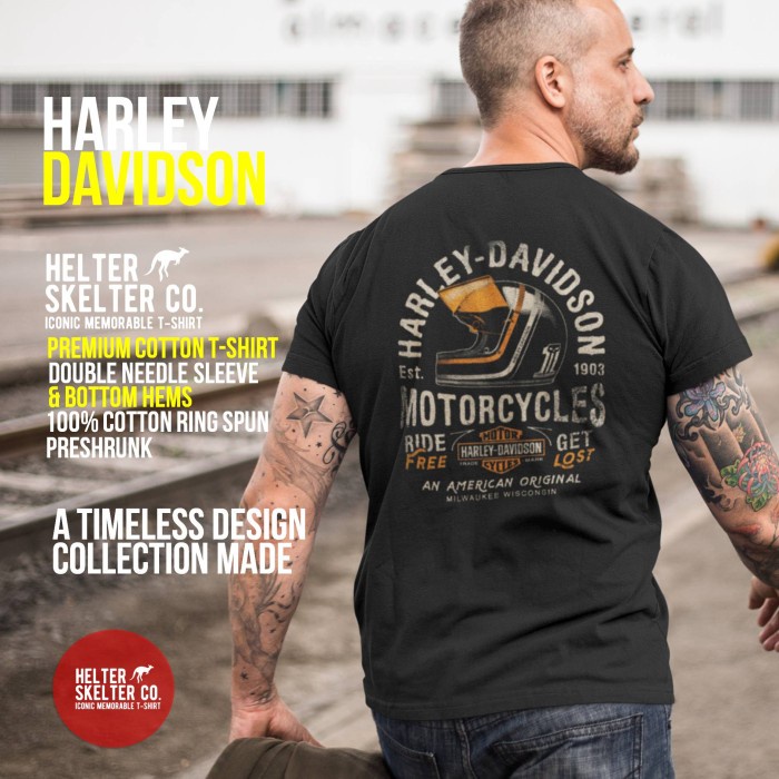 [COD] Áo Thun Đen In Hình Xe Mô Tô Harley Davidson Milwaukee Cổ Điển Cá Tính