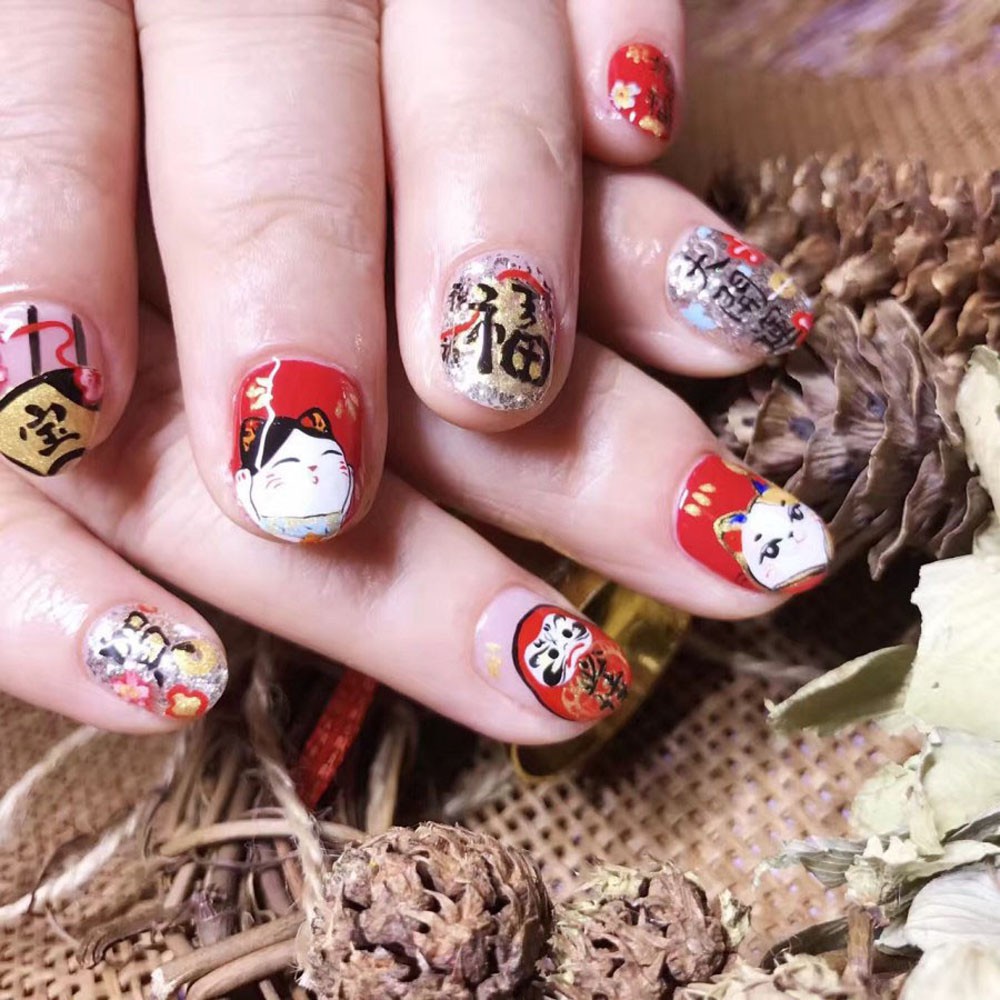 [Hàng mới về] Miếng hình dán trang trí móng tay 3D 5D mỏng tự dính chuyên dụng cho salon phong cách Nhật Bản