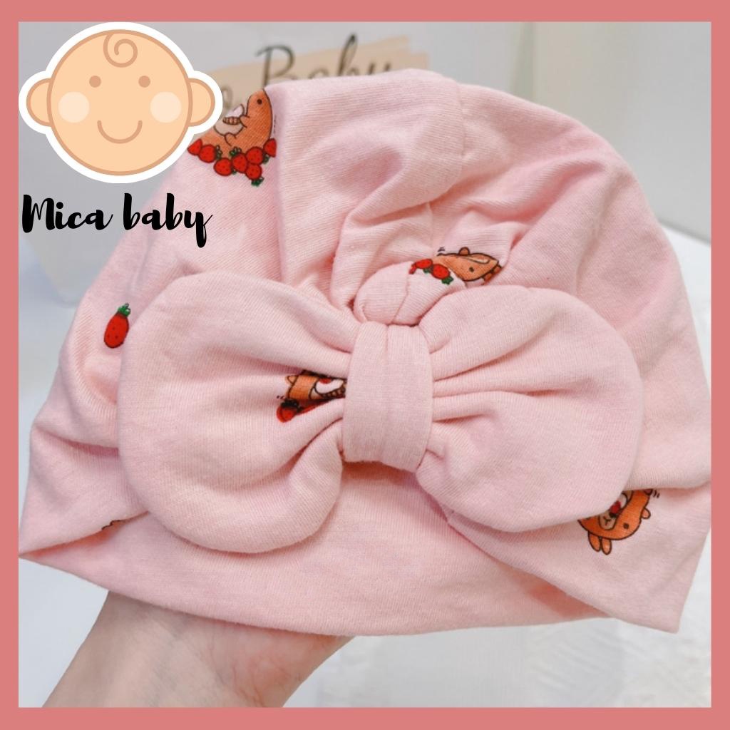 Mũ nón turban hồng hình gấu dễ thương cho bé Mica baby MTB87