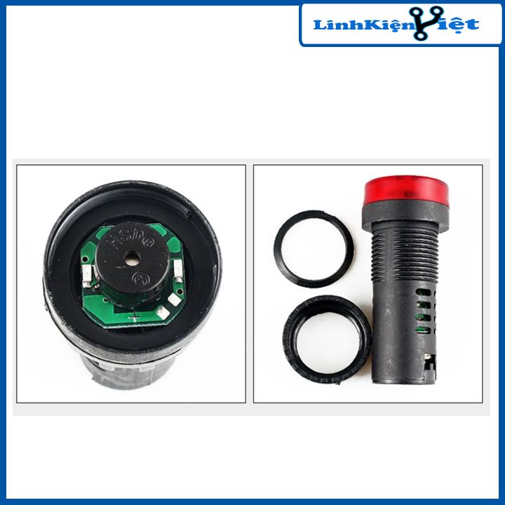 Đèn báo nguồn có còi AD16-16SM điện áp 12VDC/24VDC/220VAC 3 màu đỏ/vàng/xanh lá