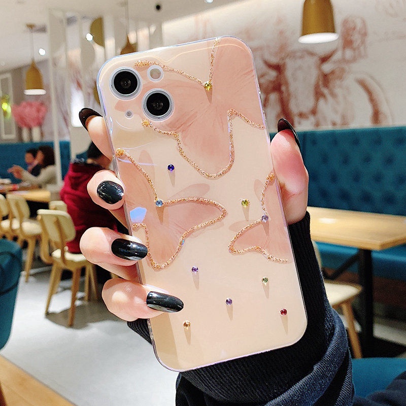 Ốp Điện Thoại iphone Ốp Điện Thoại Mềm Họa Tiết Cánh Bướm Màu Blu-ray Cho apple Iphone 13Promax 11 X XR 7p8p