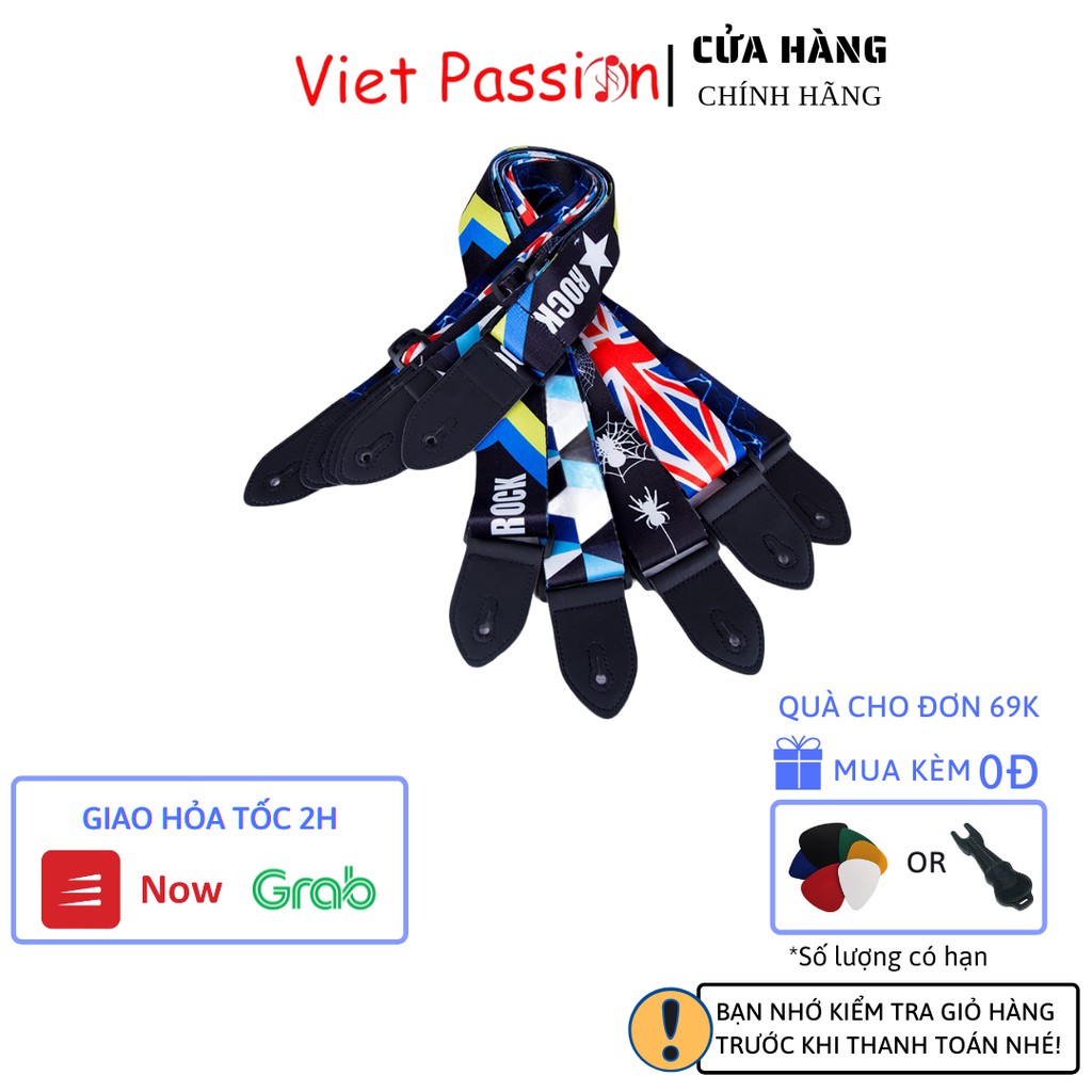Dây đeo đàn guitar ukulele đàn classic, acoustic guitar bass ghita điện phối hình dày dặn chắc chắn Viet Passion