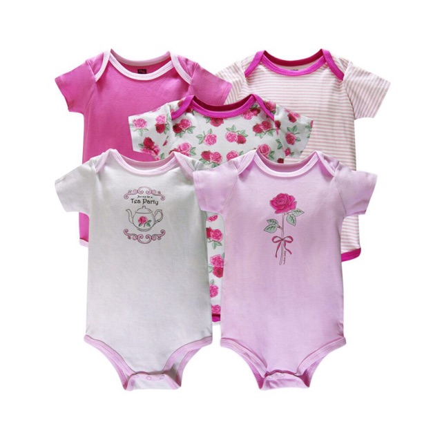 SET 5 BỘ BODYSUITS CỘC TAY BÉ TRAI/GÁI