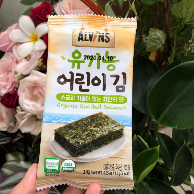 Rong biển hữu cơ tách muối Hàn Quốc Alvins set 5 gói hộp 10 gói